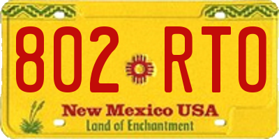 NM license plate 802RTO