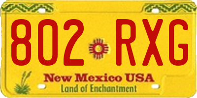 NM license plate 802RXG