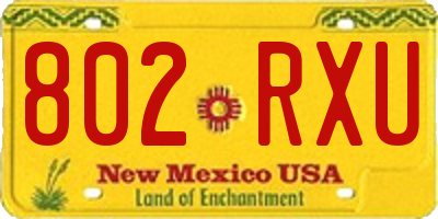 NM license plate 802RXU