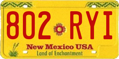 NM license plate 802RYI
