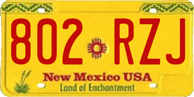 NM license plate 802RZJ