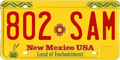 NM license plate 802SAM
