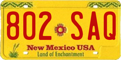 NM license plate 802SAQ