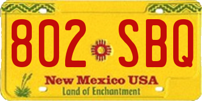 NM license plate 802SBQ