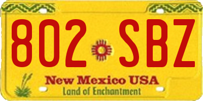 NM license plate 802SBZ