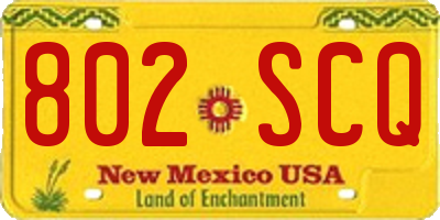 NM license plate 802SCQ
