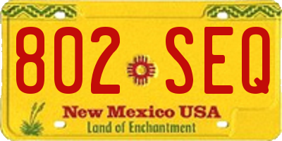 NM license plate 802SEQ