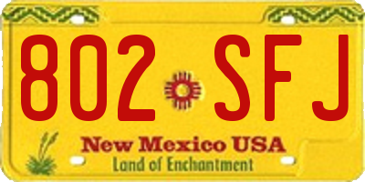 NM license plate 802SFJ