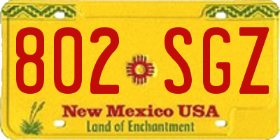 NM license plate 802SGZ