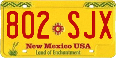 NM license plate 802SJX