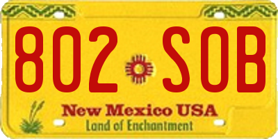 NM license plate 802SOB