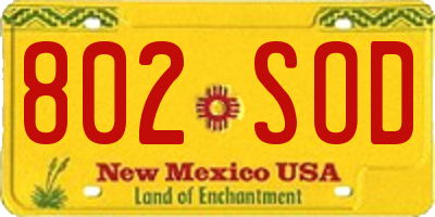 NM license plate 802SOD