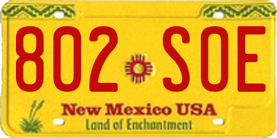 NM license plate 802SOE