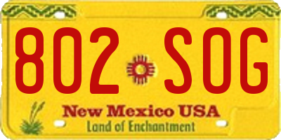 NM license plate 802SOG