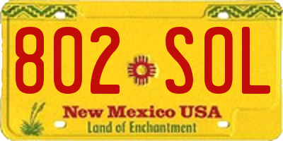NM license plate 802SOL
