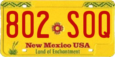 NM license plate 802SOQ