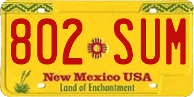 NM license plate 802SUM