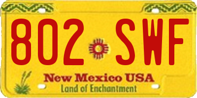 NM license plate 802SWF