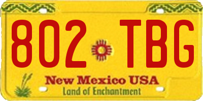 NM license plate 802TBG