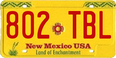 NM license plate 802TBL