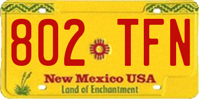 NM license plate 802TFN