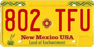 NM license plate 802TFU