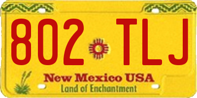 NM license plate 802TLJ
