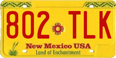 NM license plate 802TLK