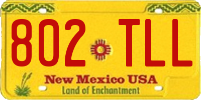 NM license plate 802TLL