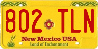 NM license plate 802TLN