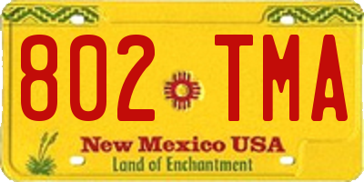 NM license plate 802TMA