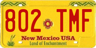 NM license plate 802TMF