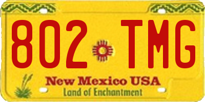 NM license plate 802TMG