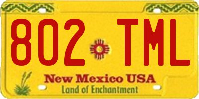 NM license plate 802TML