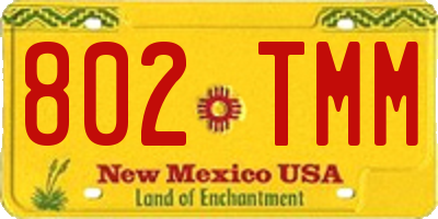 NM license plate 802TMM
