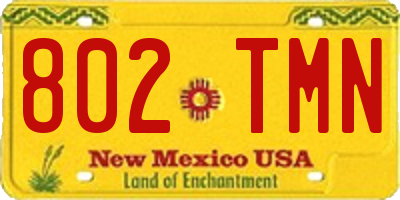 NM license plate 802TMN