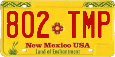NM license plate 802TMP