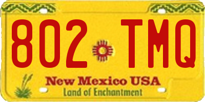 NM license plate 802TMQ