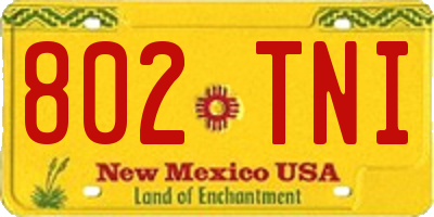 NM license plate 802TNI