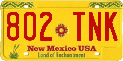 NM license plate 802TNK