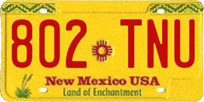 NM license plate 802TNU