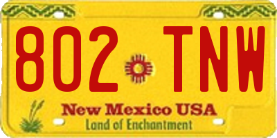 NM license plate 802TNW