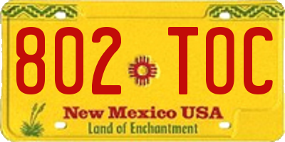 NM license plate 802TOC
