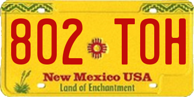 NM license plate 802TOH