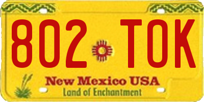 NM license plate 802TOK