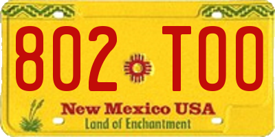 NM license plate 802TOO