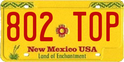 NM license plate 802TOP