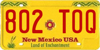 NM license plate 802TOQ