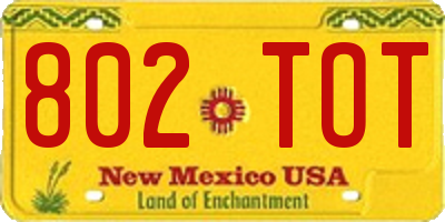 NM license plate 802TOT