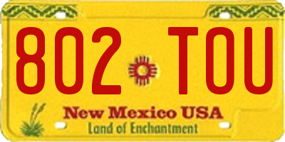 NM license plate 802TOU
